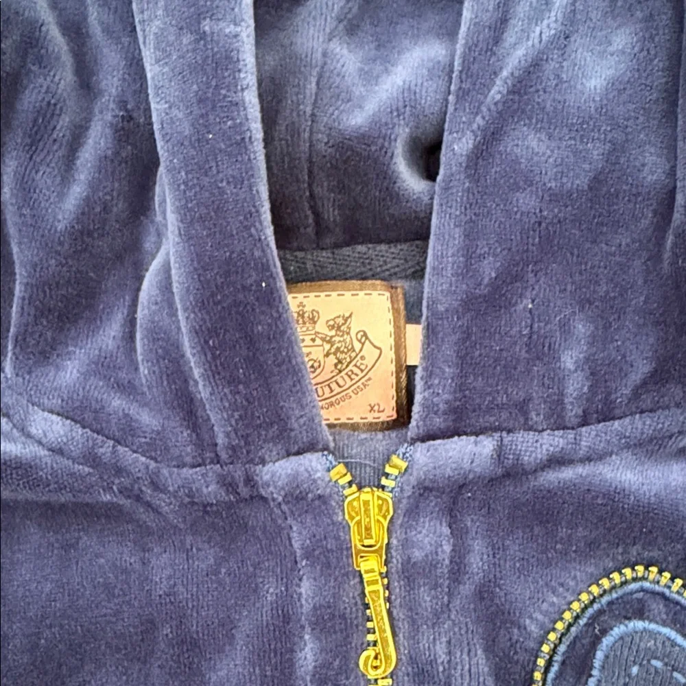 Women's Navy Royal Blue Velour Tracksuit with gold details Top XL Pant M - Picture 4 of 13